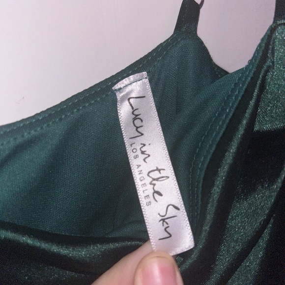 hunter green draped body on dress mini - Picture 3 of 5